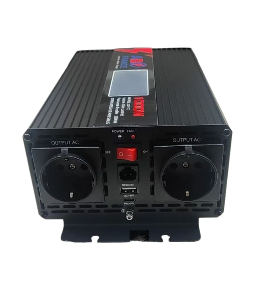 Convertisseur pur sinus 1000W 12V ABE France avec deux prises 230V